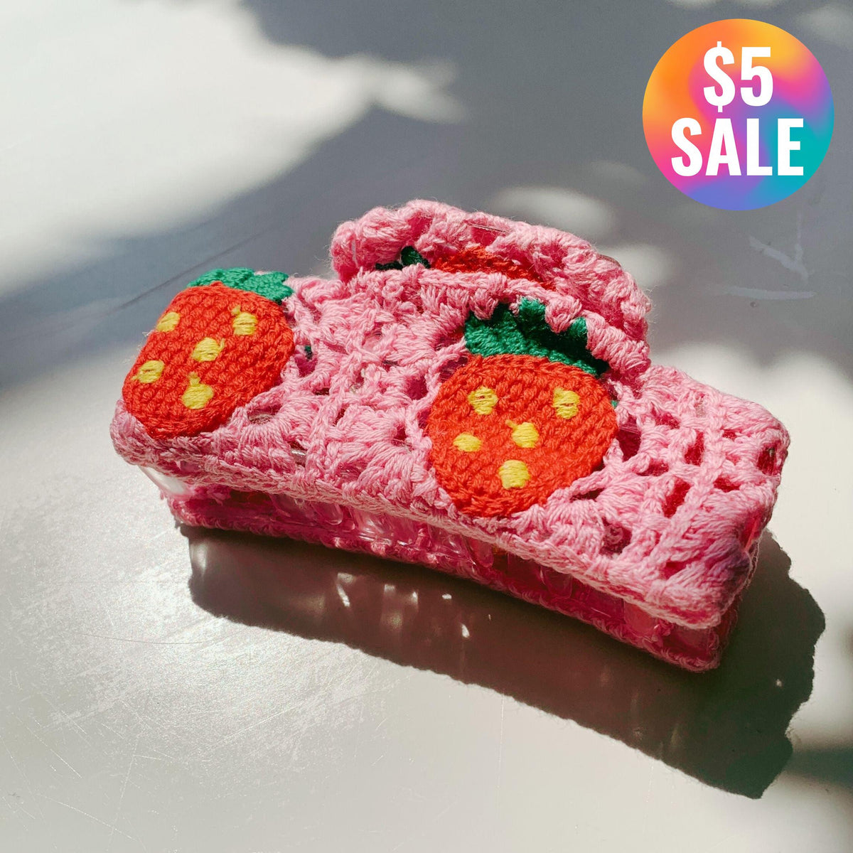 Velvet Claws Strawberry Granny Square Hair Claw