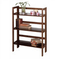 3-Shelf Stackable Folding Bookcase in Distressed Walnut Finish