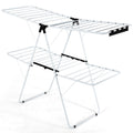 White 2 Level Foldable Clothes Drying Rack Adjustable Height