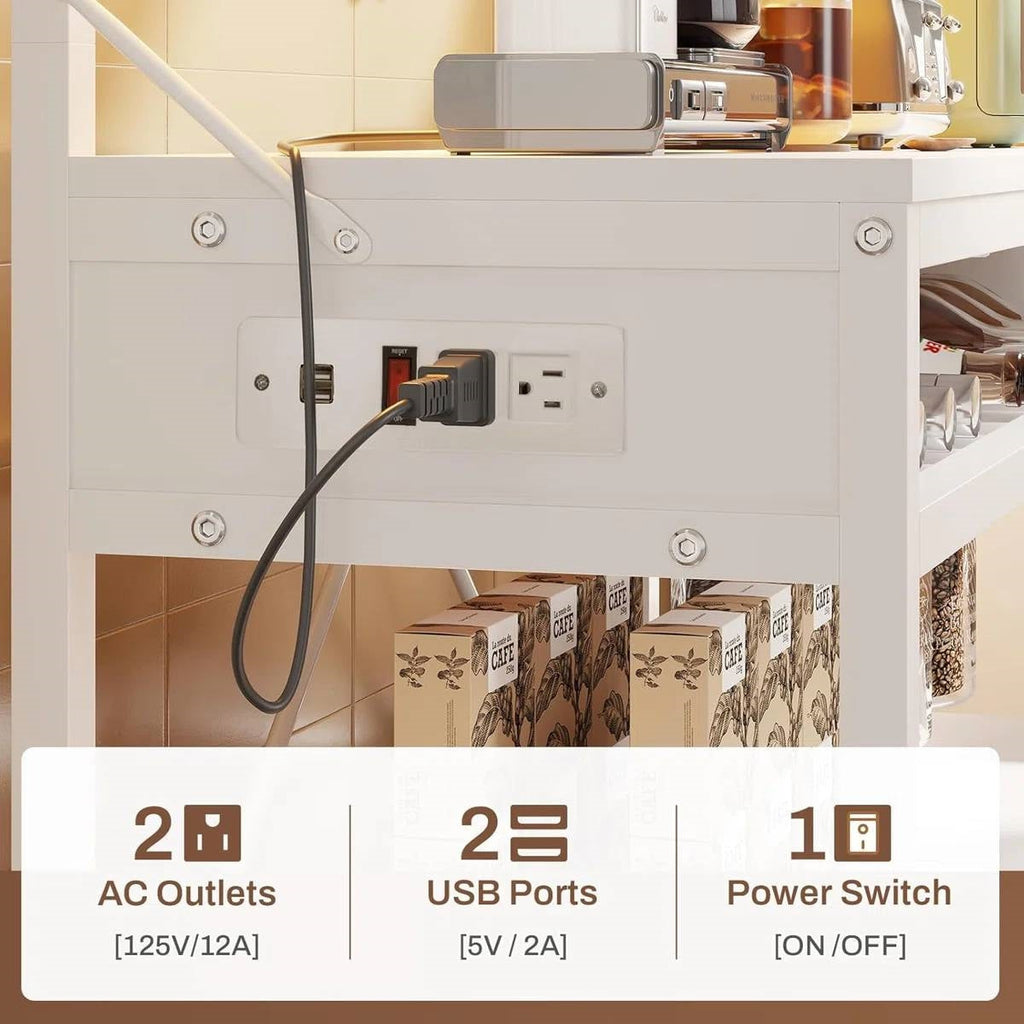White Modern Industrial Kitchen Baker's Rack with Multi-Color LED Lights