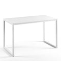 Modern Home Office Desk with White Metal Frame and Wood Top