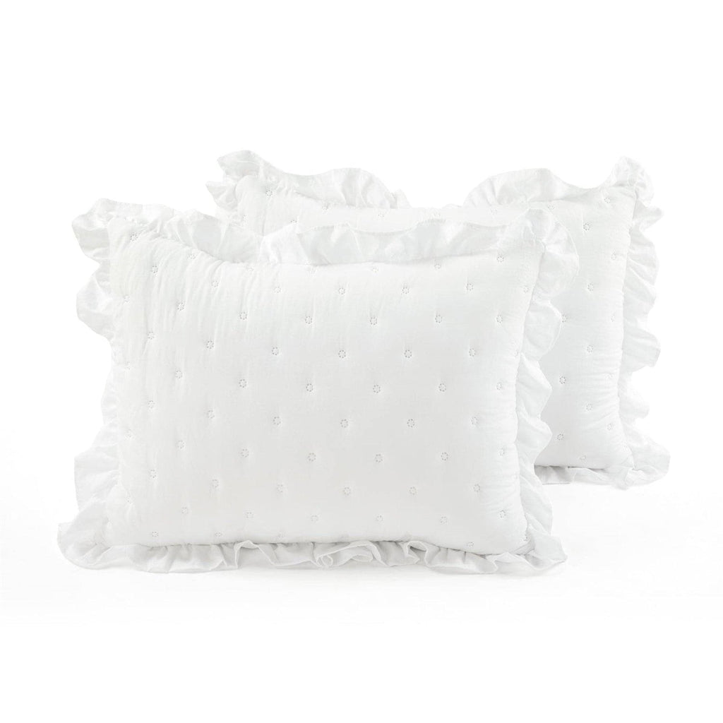 Full/Queen Lightweight White Ruffle Reversible Oversized 3 Piece Quilt Set