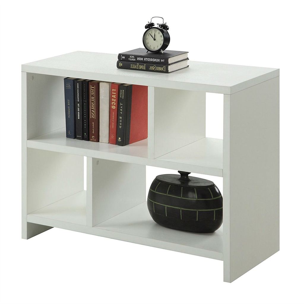 White 2-Shelf Modern Bookcase Console Table