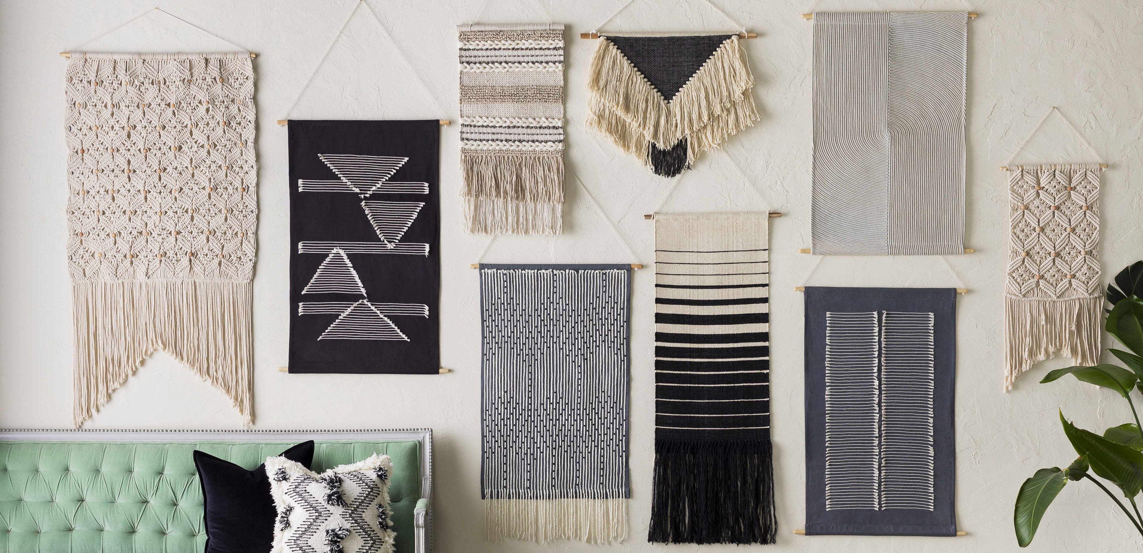 Lyndell Gray and Beige Geometric Wall Hanging