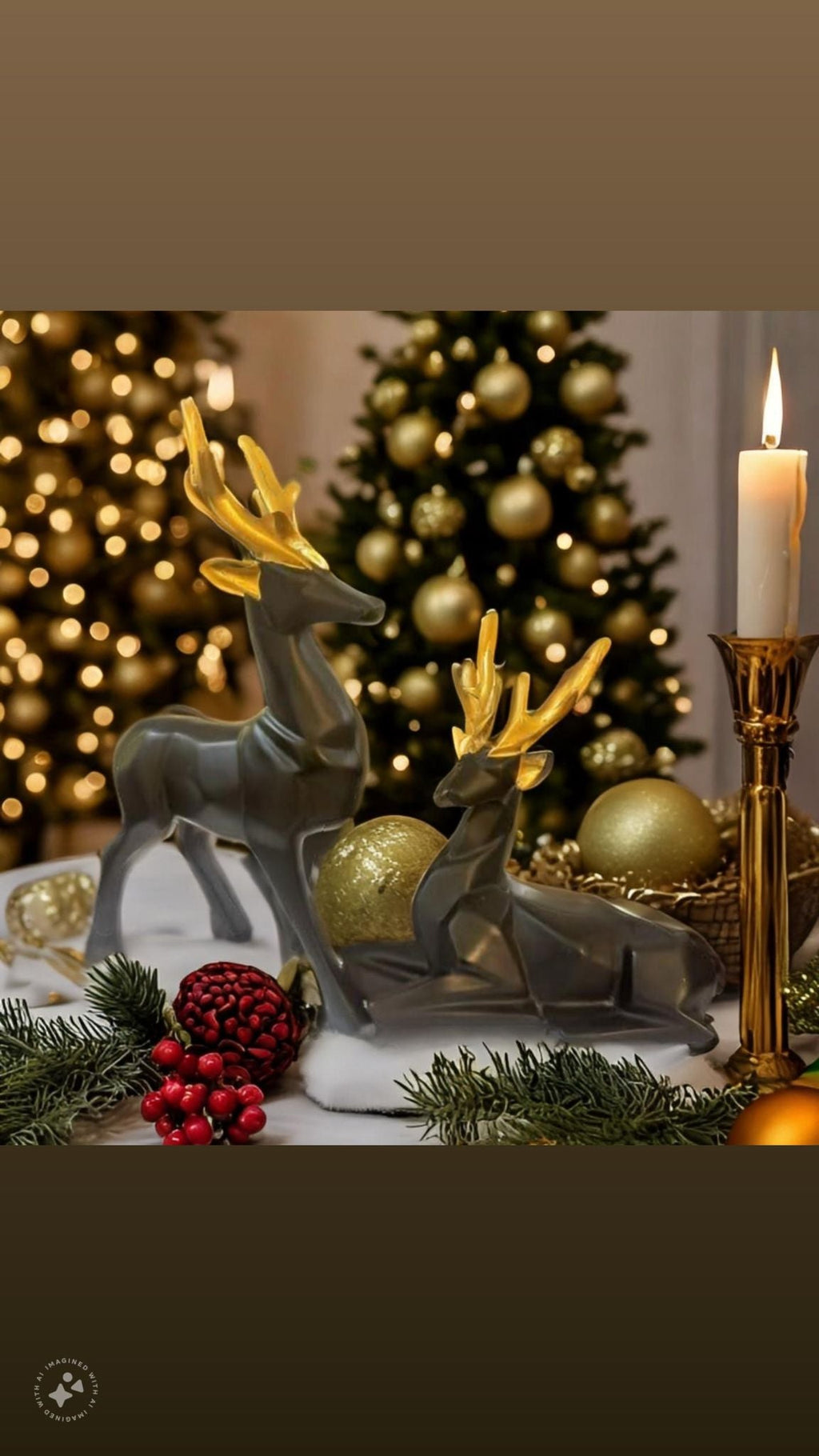 Resin Black Deer Showpiece for Home & Office Decor set of 2
