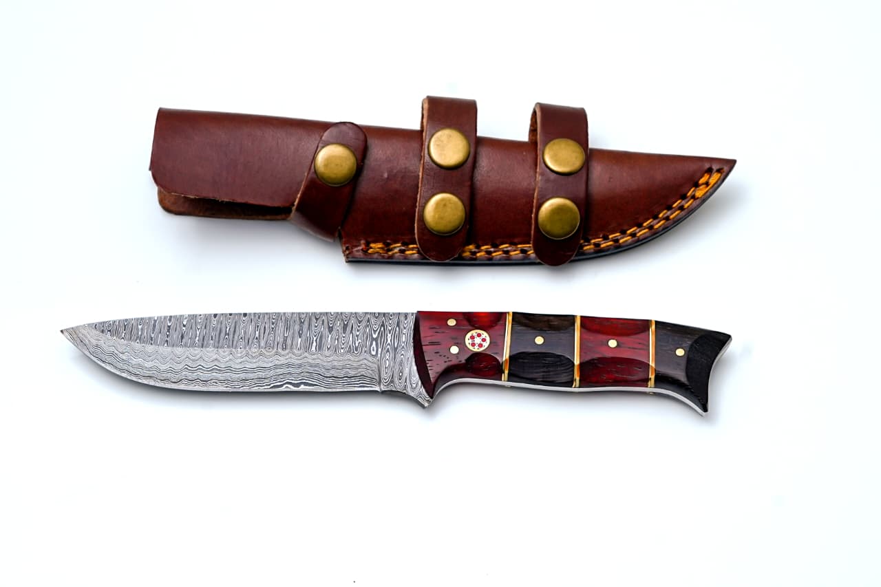 Crimson Horn Damascus Hunting Knife TK-502