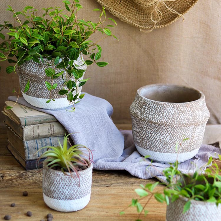 Boho Straw-Look Flower Planter