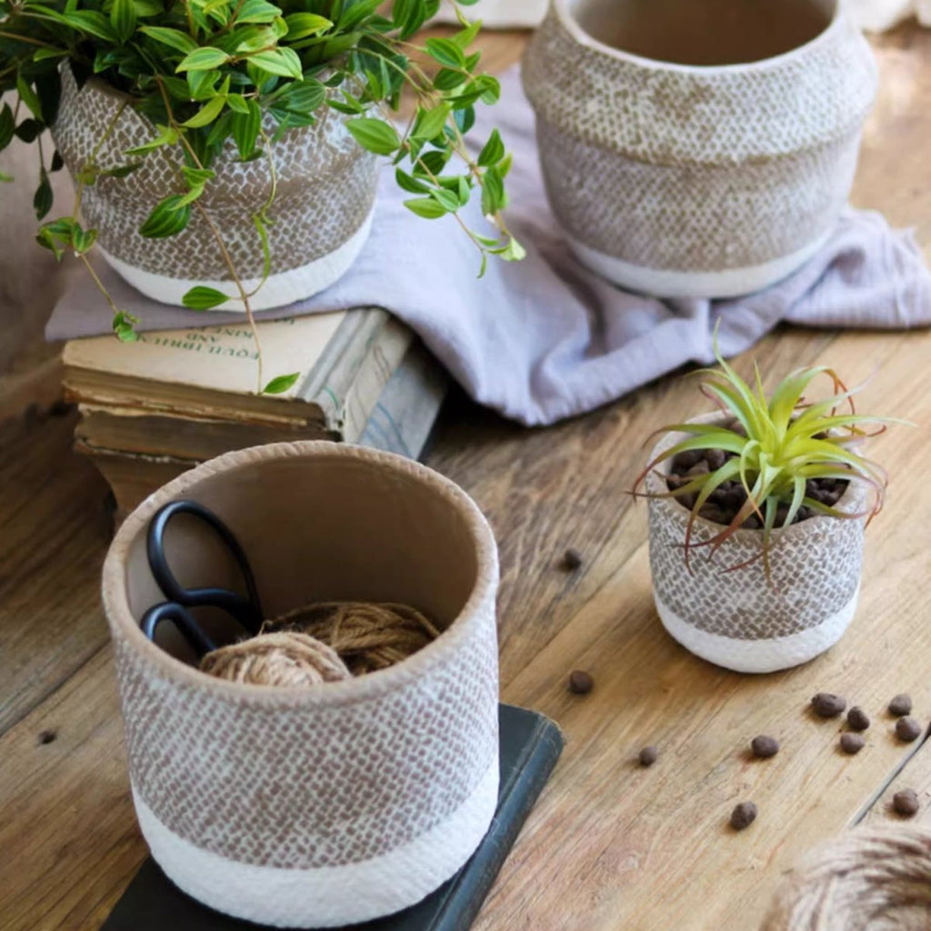 Boho Straw-Look Flower Planter