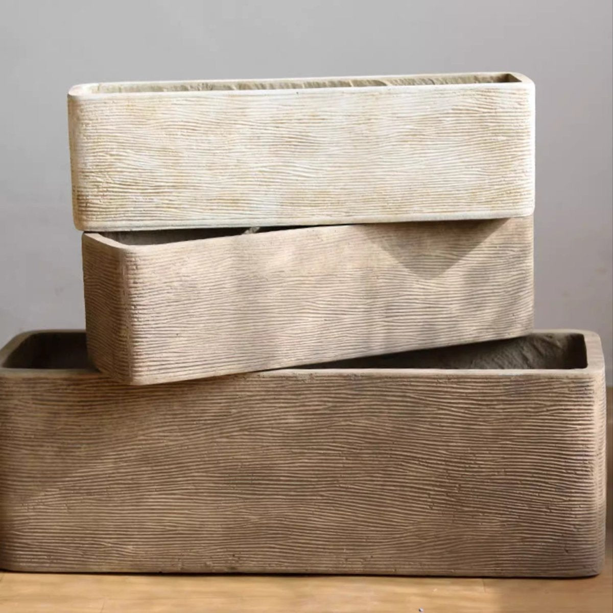 Modern Rectangular Textured Planter