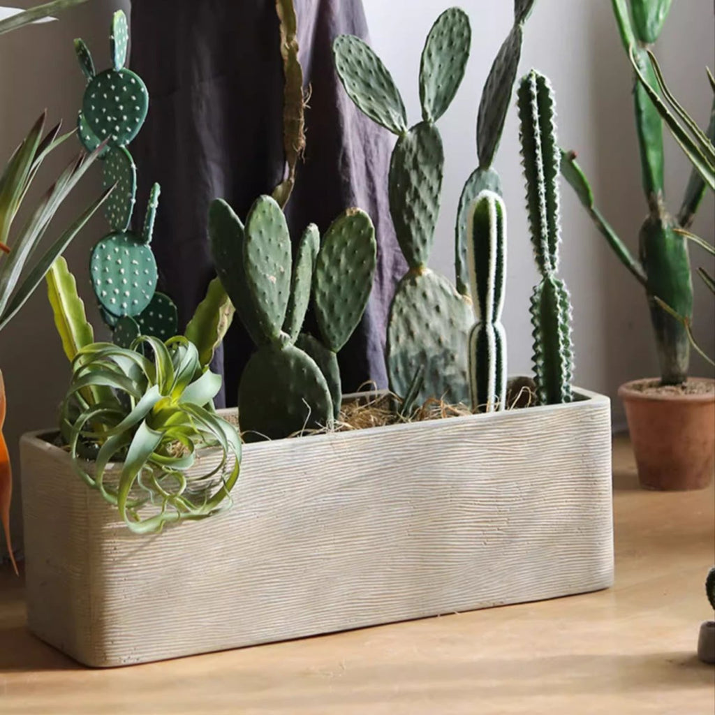 Modern Rectangular Textured Planter
