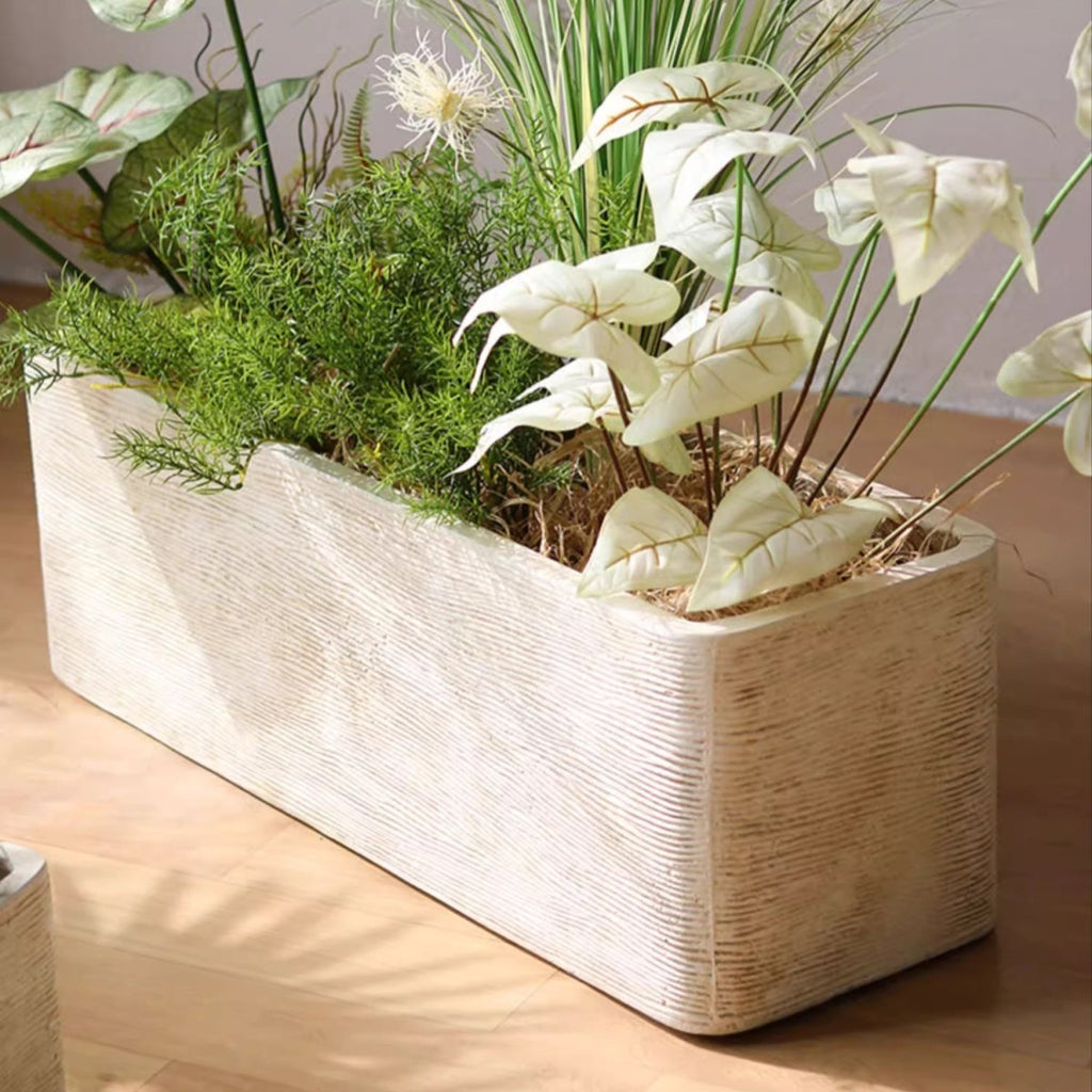 Modern Rectangular Textured Planter
