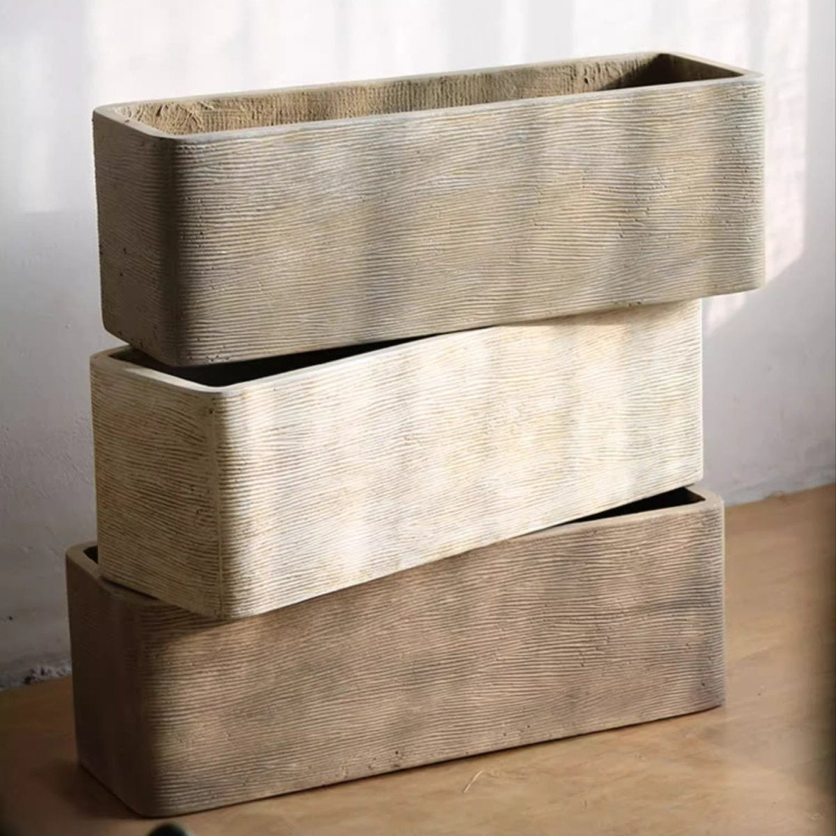 Modern Rectangular Textured Planter
