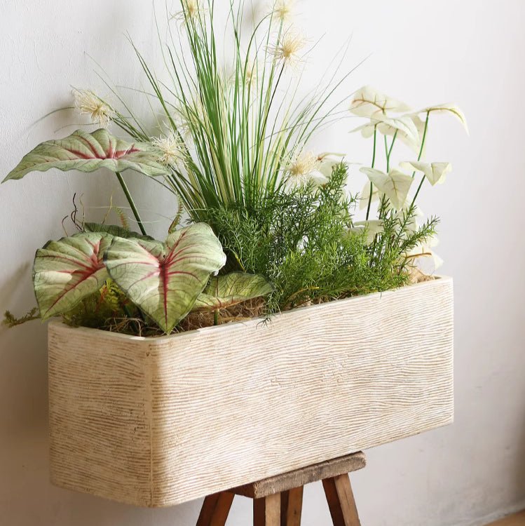 Modern Rectangular Textured Planter