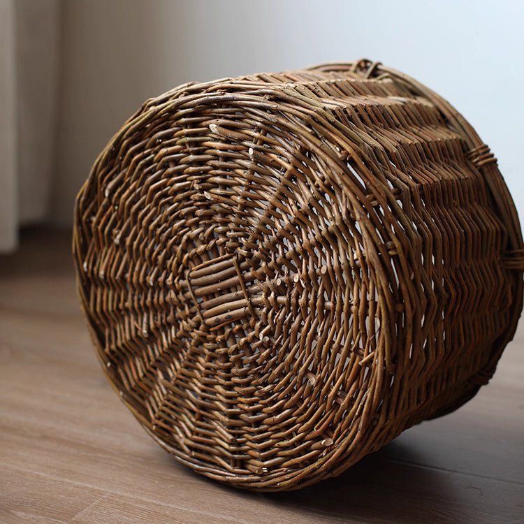 Rustic Round Wicker Planter with Liner