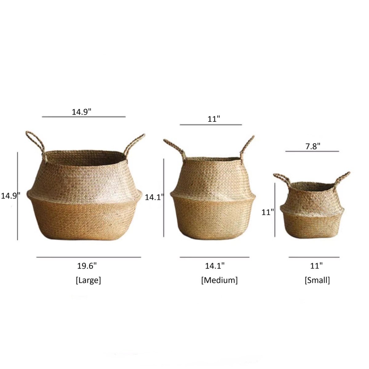 Foldable Seagrass Belly Basket with Handles