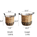 Two-Tone Basket Planter with Leather Handles