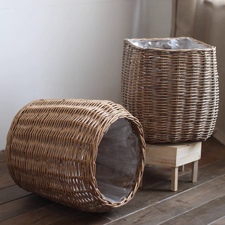 Natural Wicker Floor Planter Basket with Liner