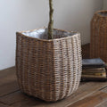 Natural Wicker Floor Planter Basket with Liner