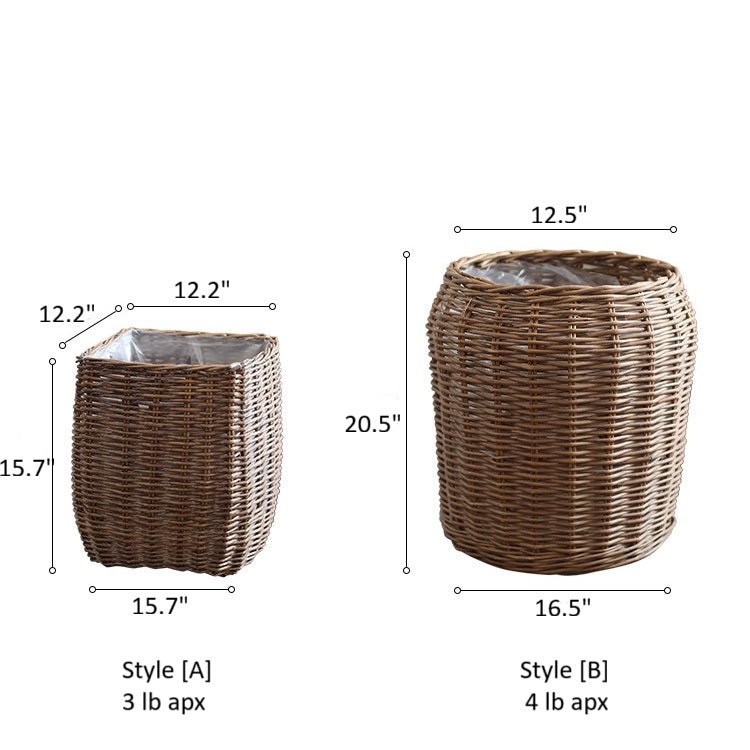 Natural Wicker Floor Planter Basket with Liner