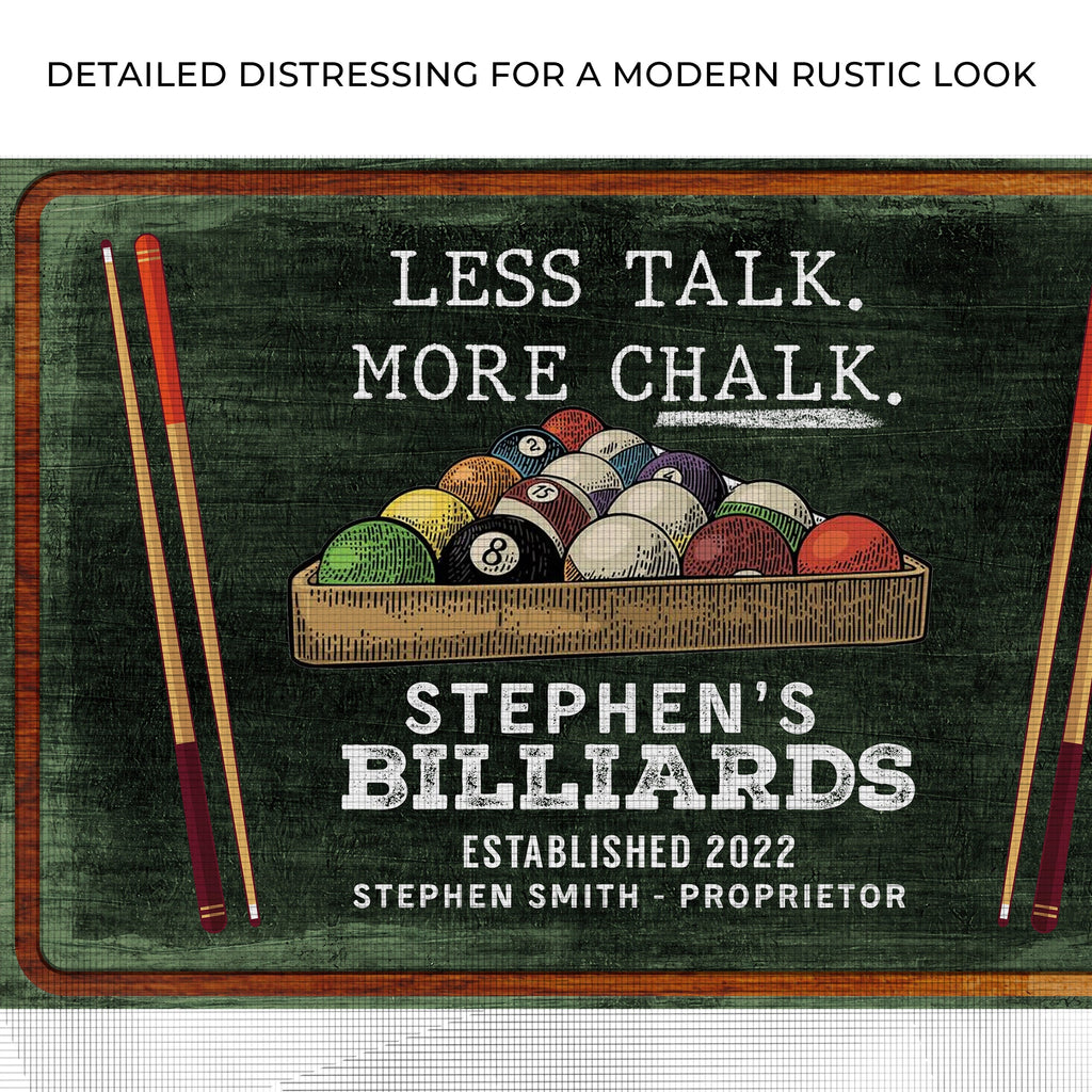 Less Talk More Chalk Billiards Sign II