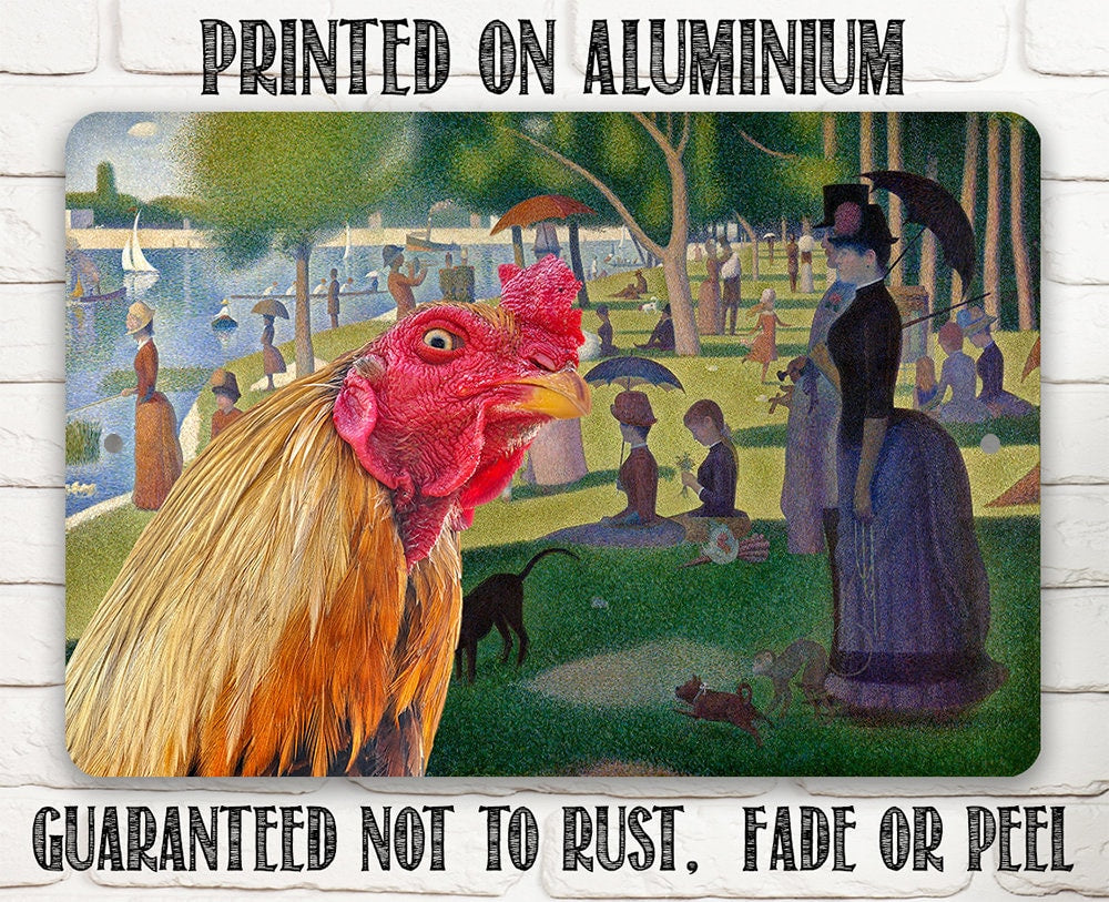 A Sunday Afternoon on the Island of La Grande Painting - Interrupted Rooster - Metal Sign