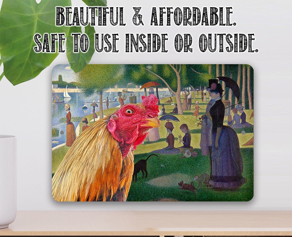 A Sunday Afternoon on the Island of La Grande Painting - Interrupted Rooster - Metal Sign