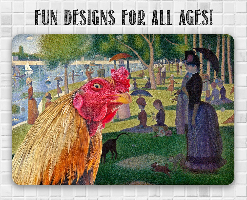 A Sunday Afternoon on the Island of La Grande Painting - Interrupted Rooster - Metal Sign