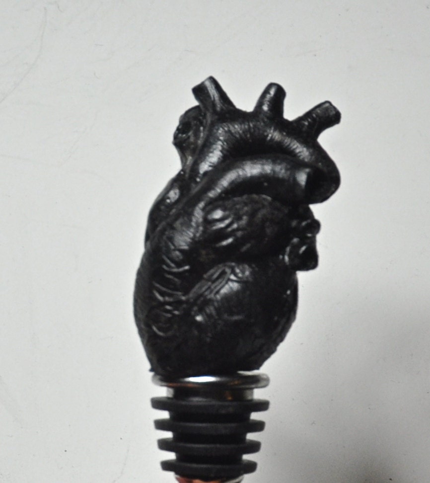 Anatomical Heart Winestopper, Black