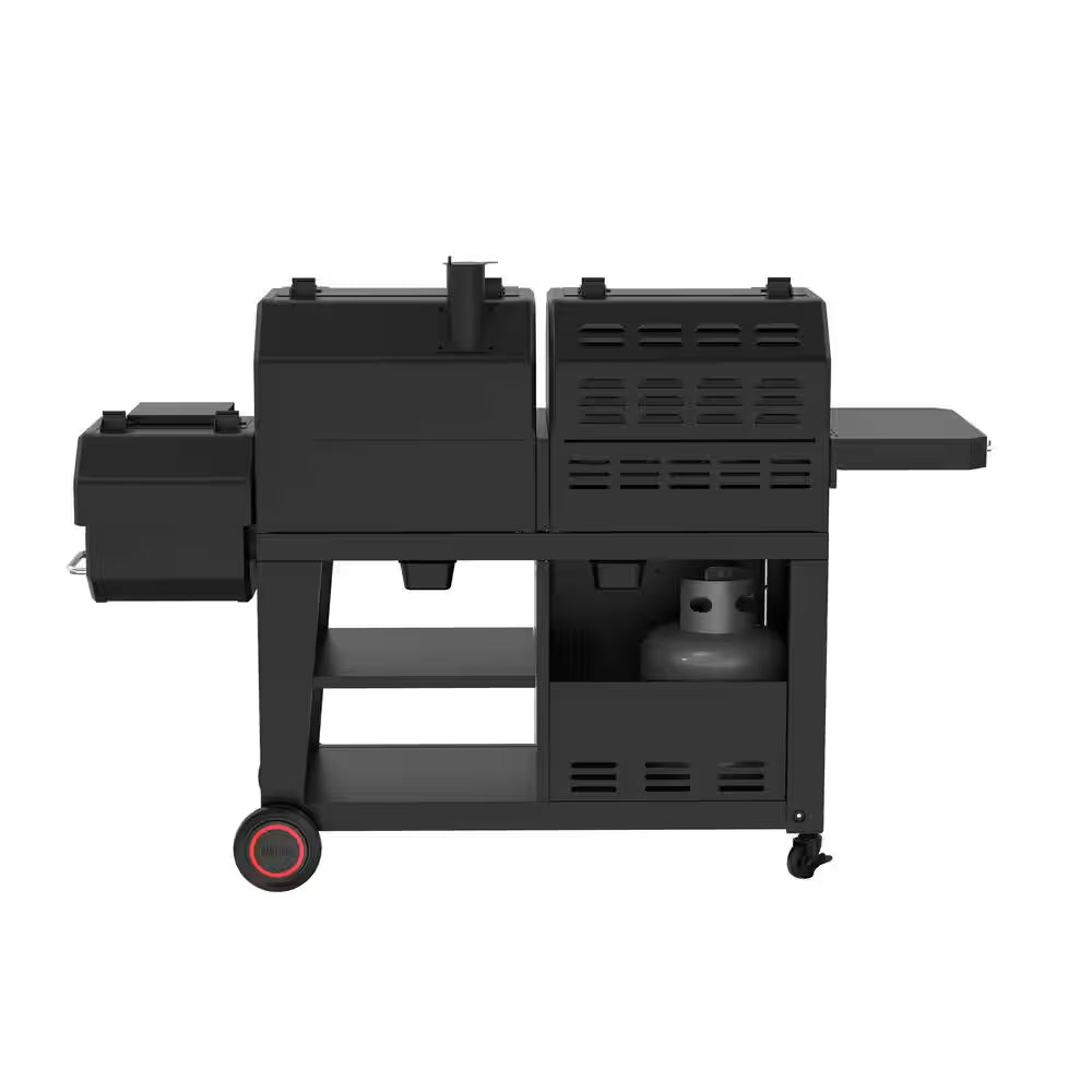 Oakford 1150 Pro Grill Smoker Combo, 3 Burner Gas + Offset Charcoal Smoker