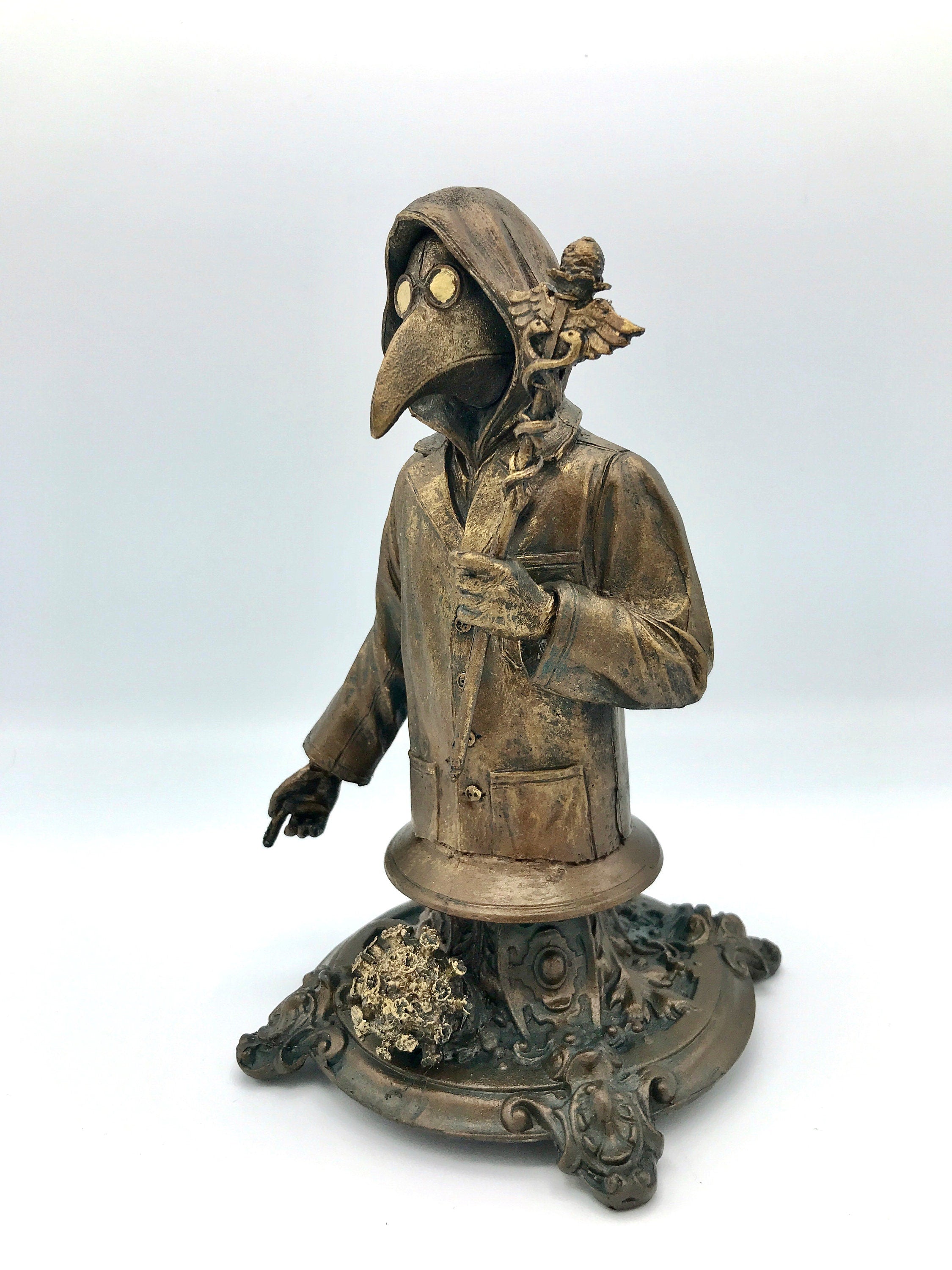 Healthcare Worker Bust, Plague Doctor Variant, Bronze Finish, Doctors Without Borders Charity