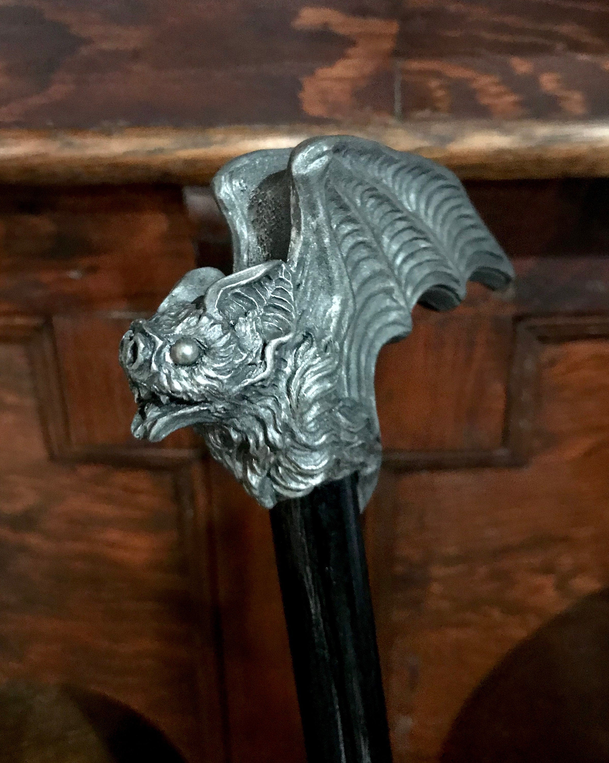 Vampire Bat Cane, Hand Sculpted Walking Stick | Victorian Gothic Cane |Dark Fantasy Cosplay Vampire Bat Cane, Halloween and Gothic Accessory