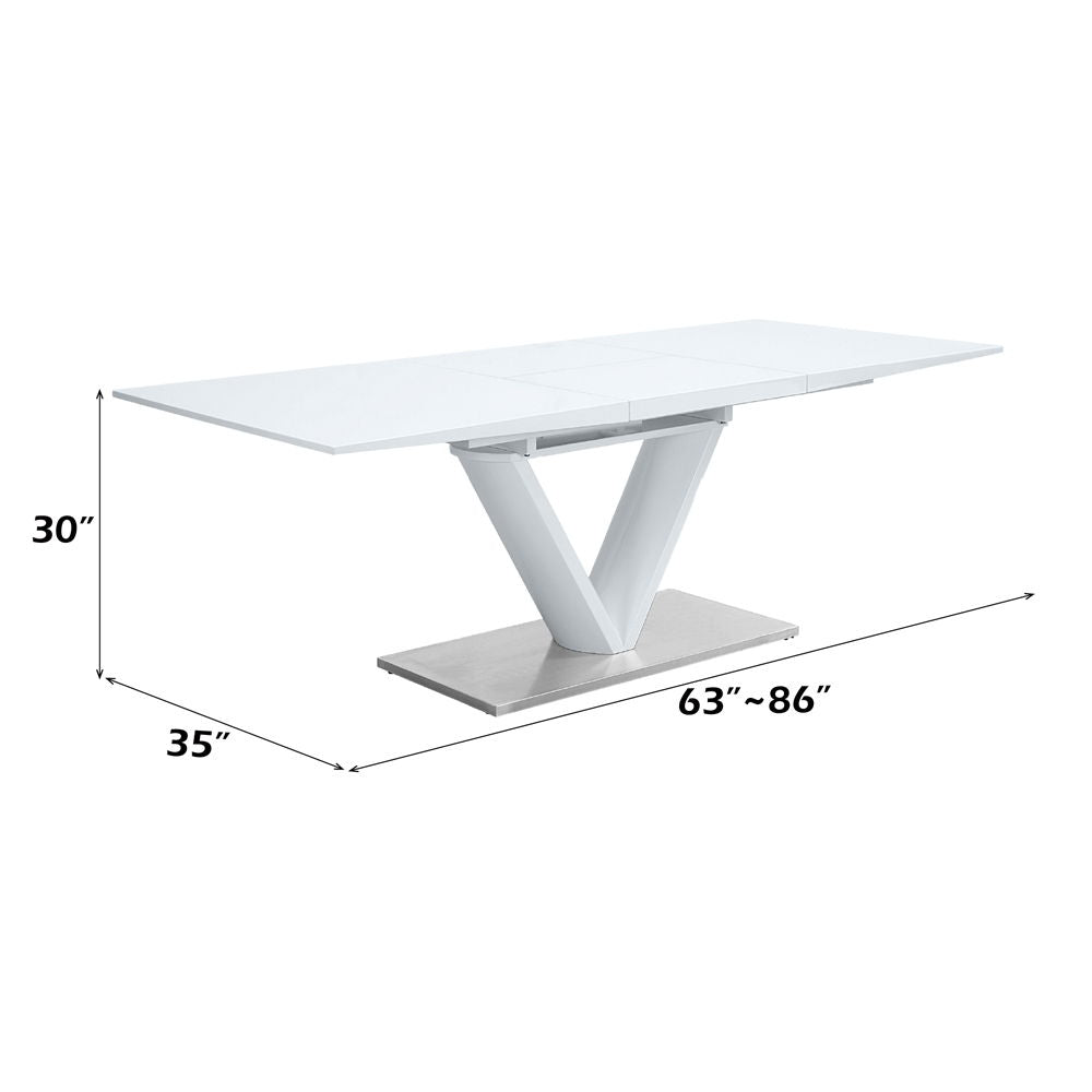 Gallegos - Dining Table With Leaf - White High Gloss