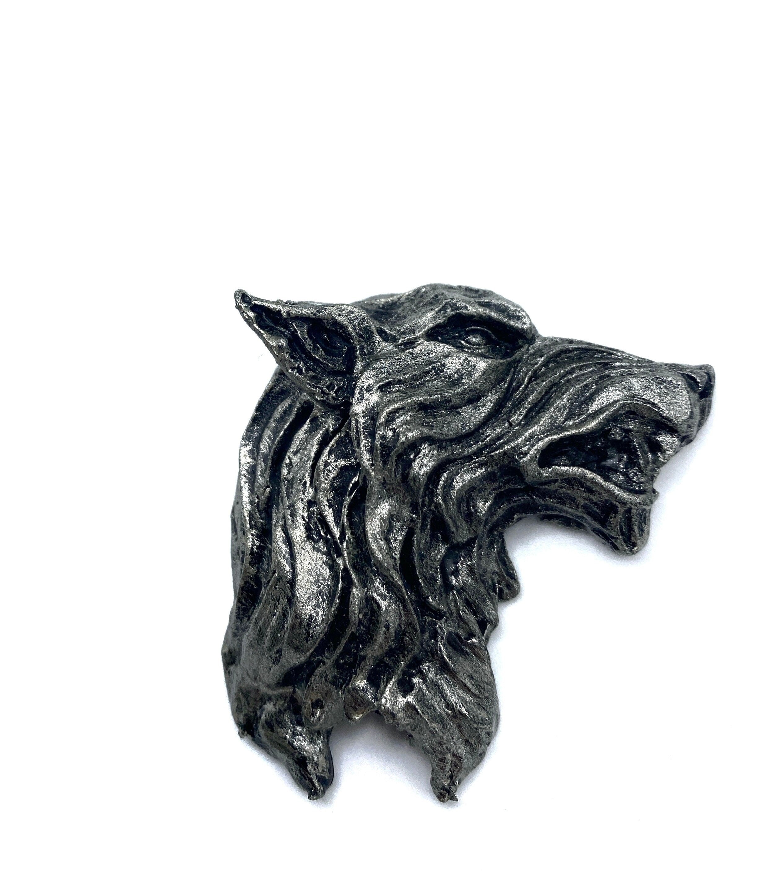 Wolf's Head Magnet, Hand Painted Resin Sculpture | Mythic Fantasy Decor | Wolf Magnet for Fantasy and Gothic Decor