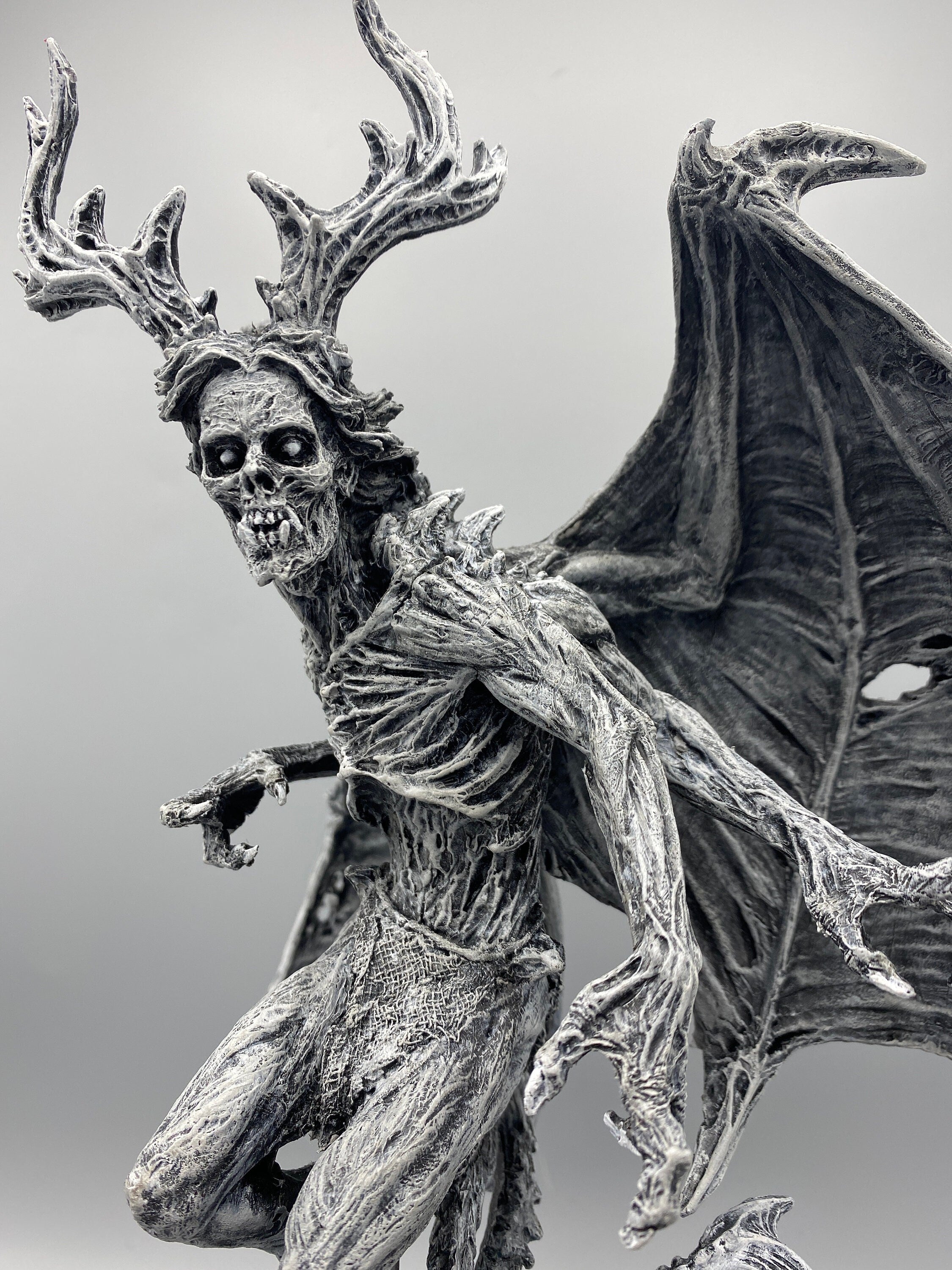Angel of Death Statue, Hand Painted Resin | Mythic Creature Figurine | Myths and Legends Monster Statue | Demon Statue for Gothic Home Decor