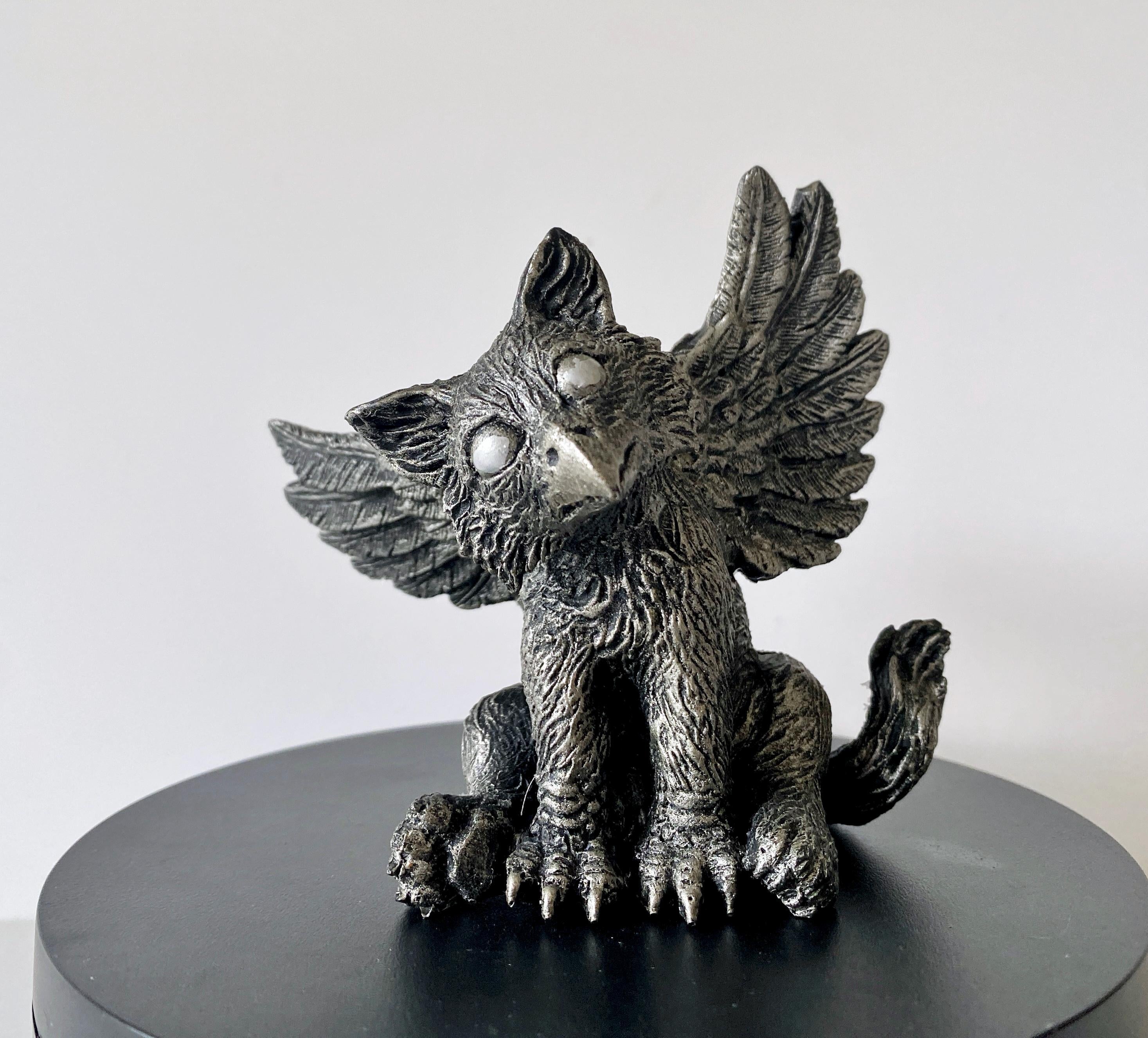 Baby Griffin Statue, Hand Painted Resin Sculpture | Mythical Creature Figurine | Unique Legendary Baby Griffin Figurine. Fantasy Art Gift