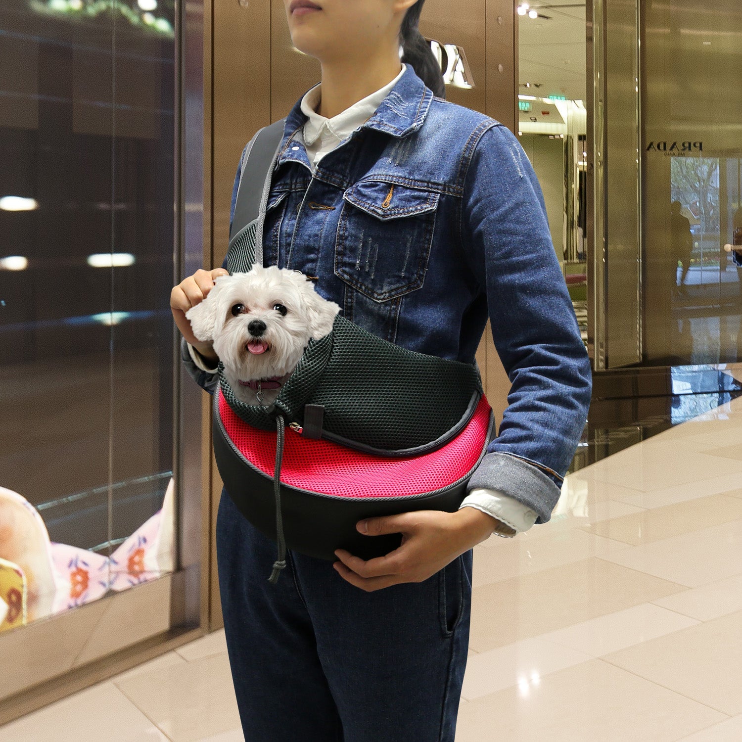 Pet Carrier for Dogs Cats Hand Free Sling Adjustable Padded Strap Tote Bag Breathable Shoulder Bag Carrying Small Dog Cat