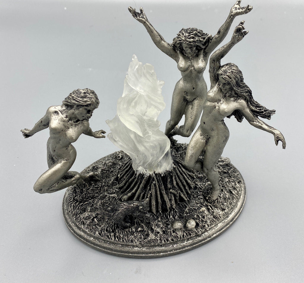 Witch’s Sabbath Statue, Hand Painted Resin Sculpture with LED Tea Light | Pagan Folklore Figurine | Witchy Art for Gothic Home Decor