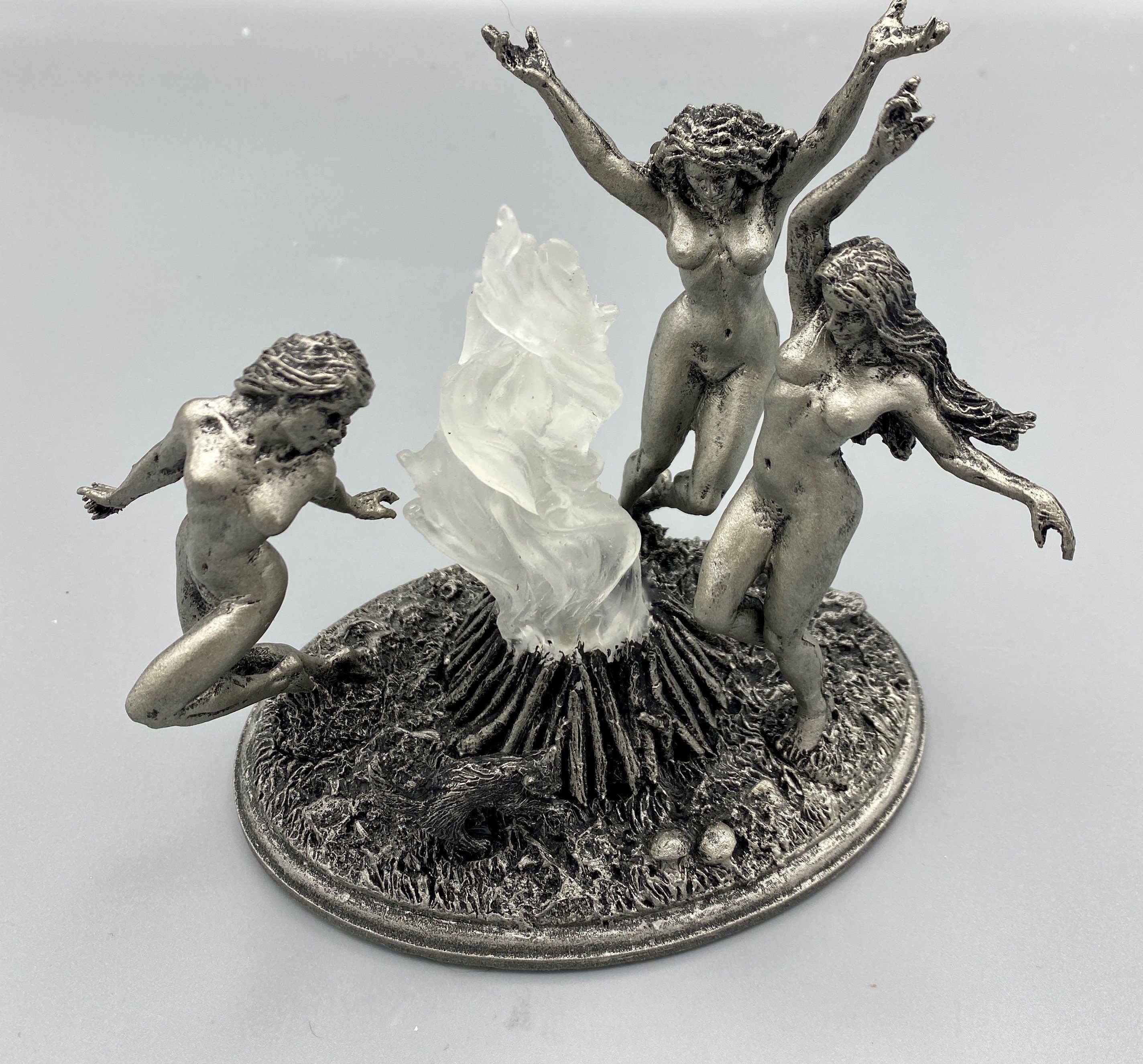 Witch’s Sabbath Statue, Hand Painted Resin Sculpture with LED Tea Light | Pagan Folklore Figurine | Witchy Art for Gothic Home Decor