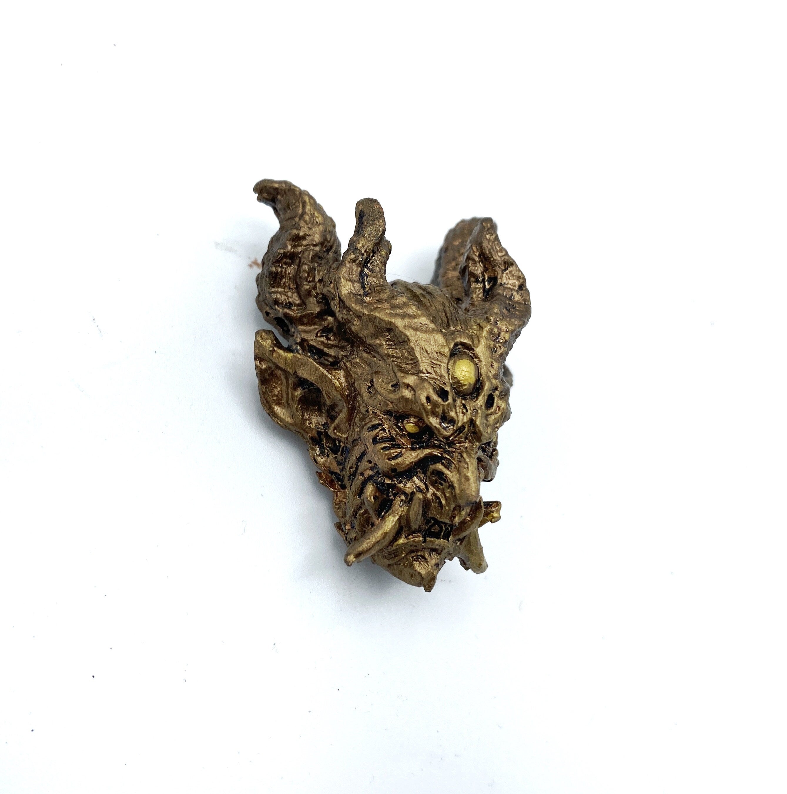 Oni Demon Head Magnet, Hand Painted Resin Sculpture | Mythic Fantasy Decor | Japanese Monster Magnet for Fantasy and Gothic Decor