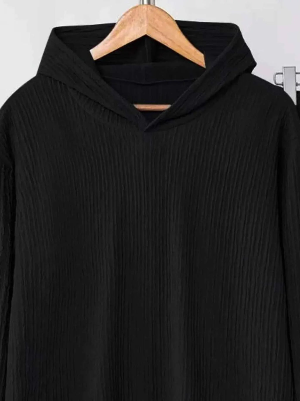 Textured Long Sleeve Hoodie and Pants Set