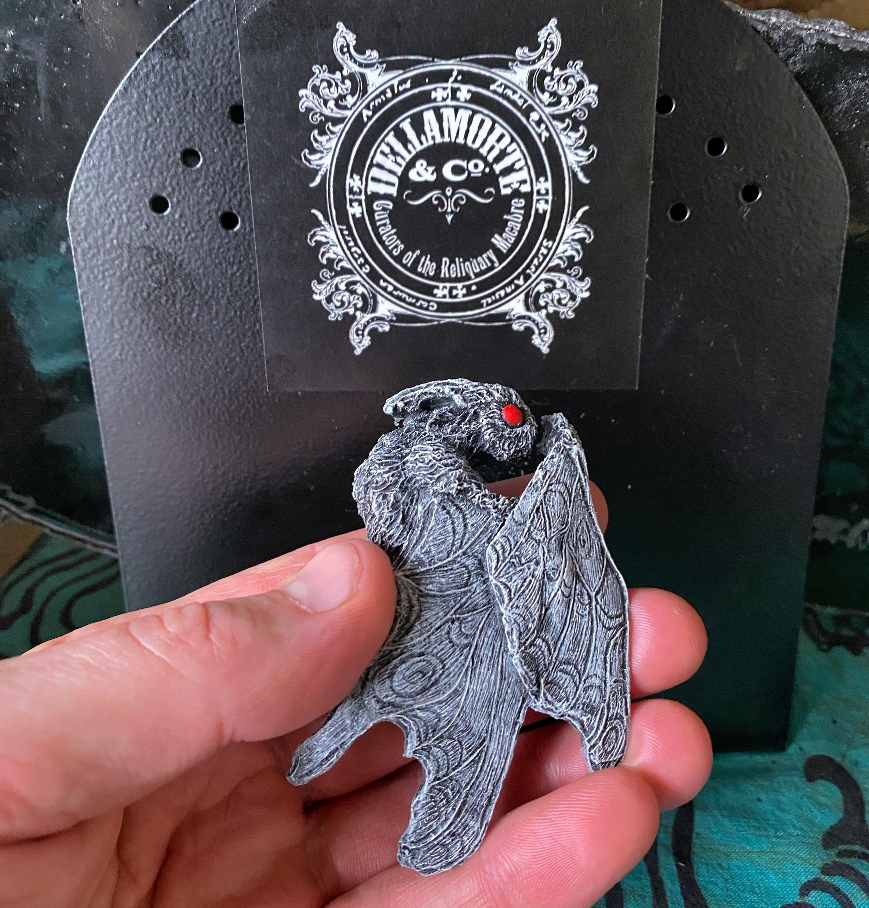 Mothman Magnet, Hand Painted Resin Sculpture | Cryptid Fantasy Decor | Moth Man Magnet for Horror and Gothic Decor