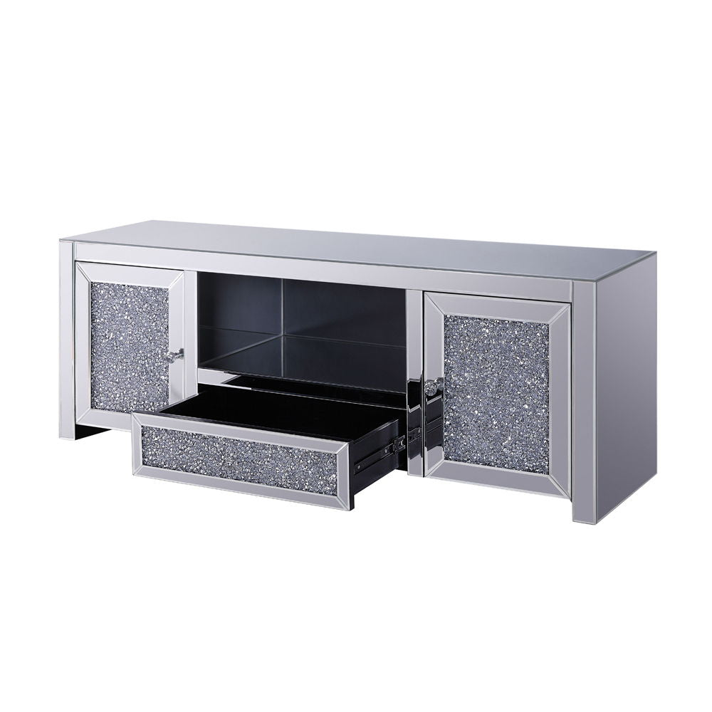 Noralie - TV Stand - Mirrored & Faux Diamonds