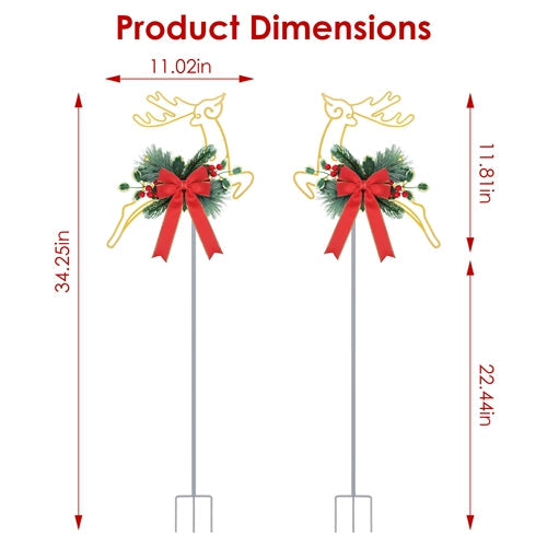 2-Pack LED Christmas Reindeer Pathway Stake Lights – Battery Powered