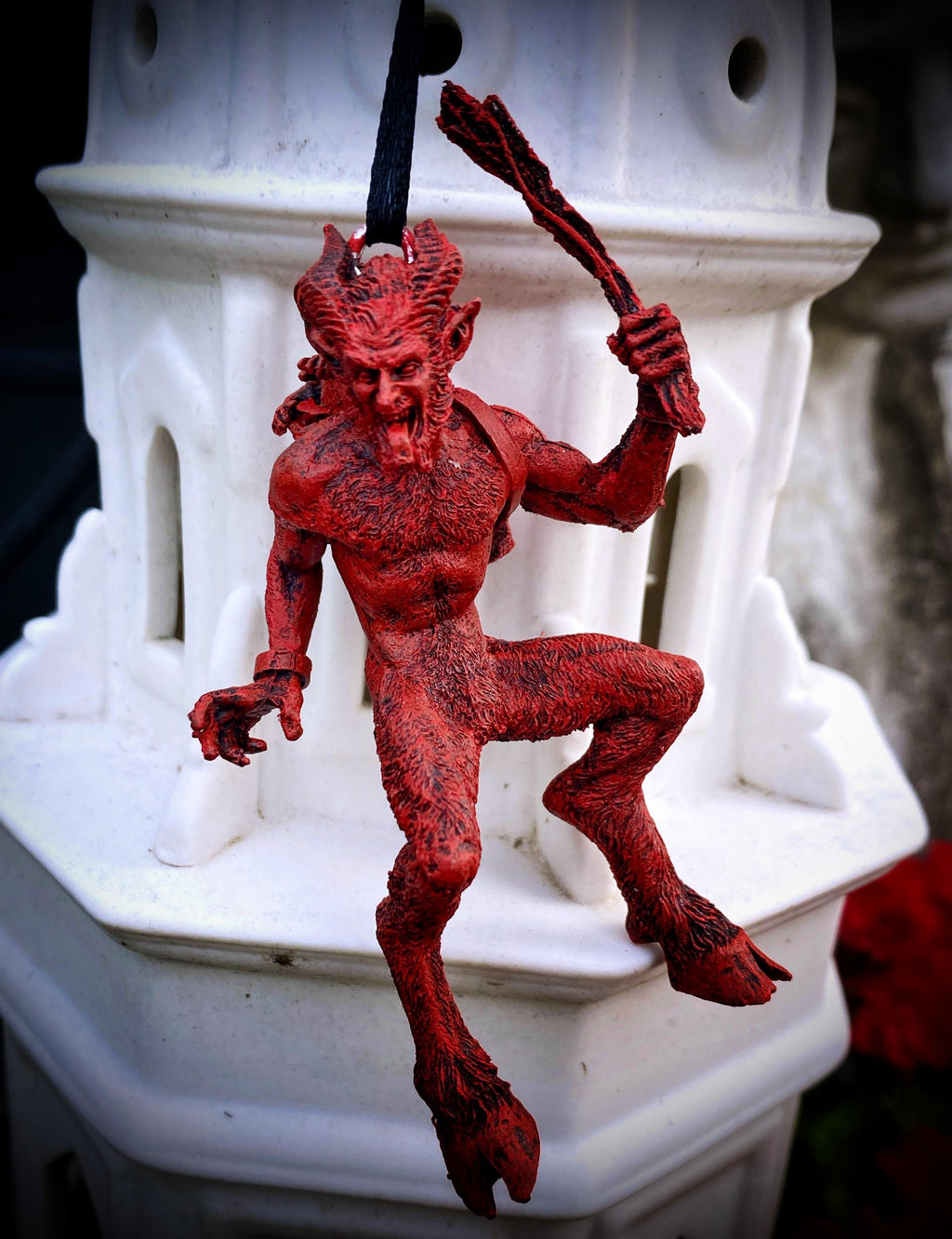 Krampus Ornament, Hand Painted Resin Sculpture | Mythical Creature Figurine | Unique Dark Christmas Demon, Gothic Folklore Holiday Ornament