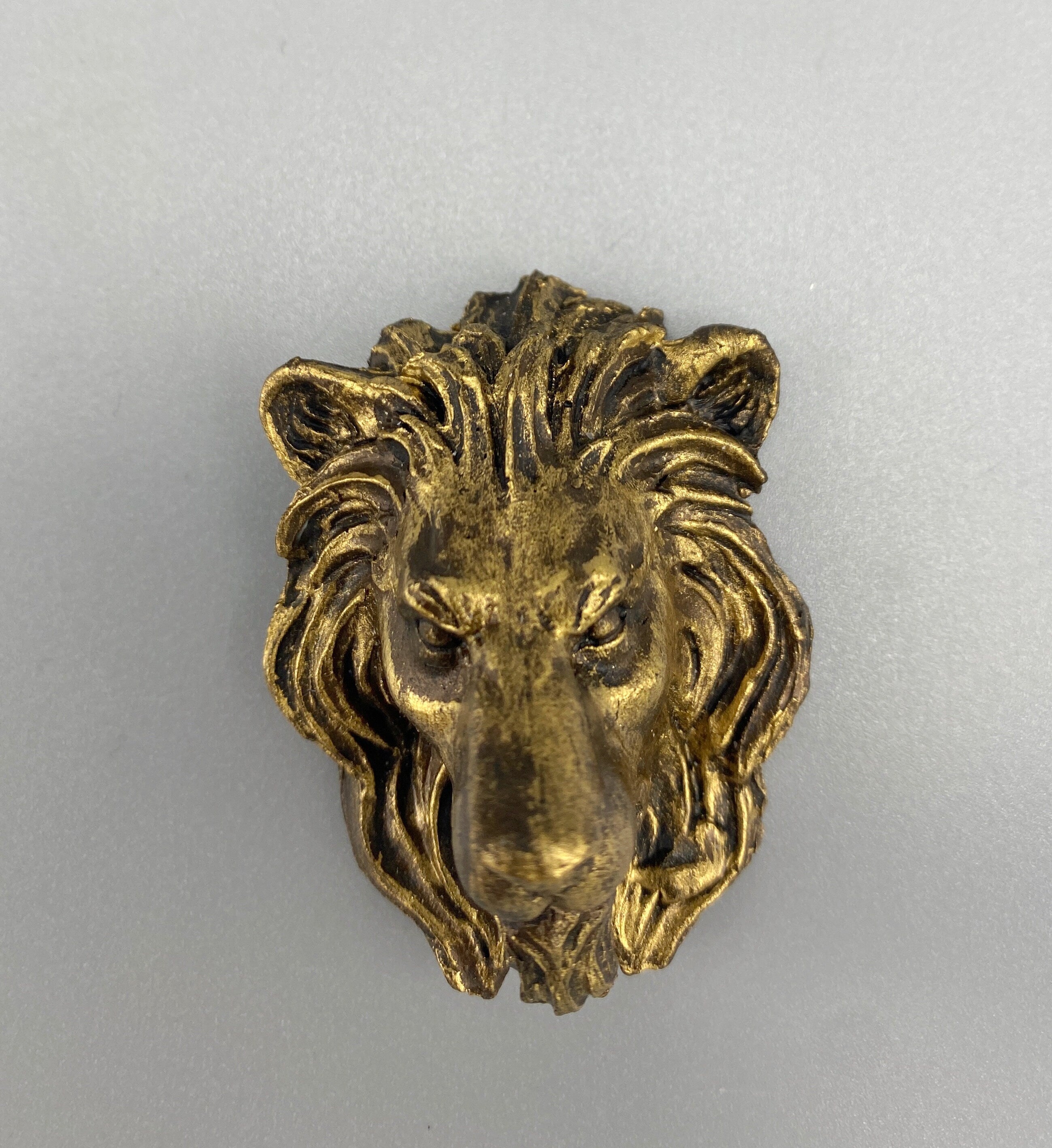 Lion's Head Magnet, Hand Painted Resin Sculpture | Mythic Fantasy Decor | Lion Magnet for Fantasy and Gothic Decor