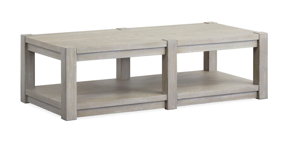 Burgess - Rectangular Shelf Cocktail Table With Casters - Calico Gray