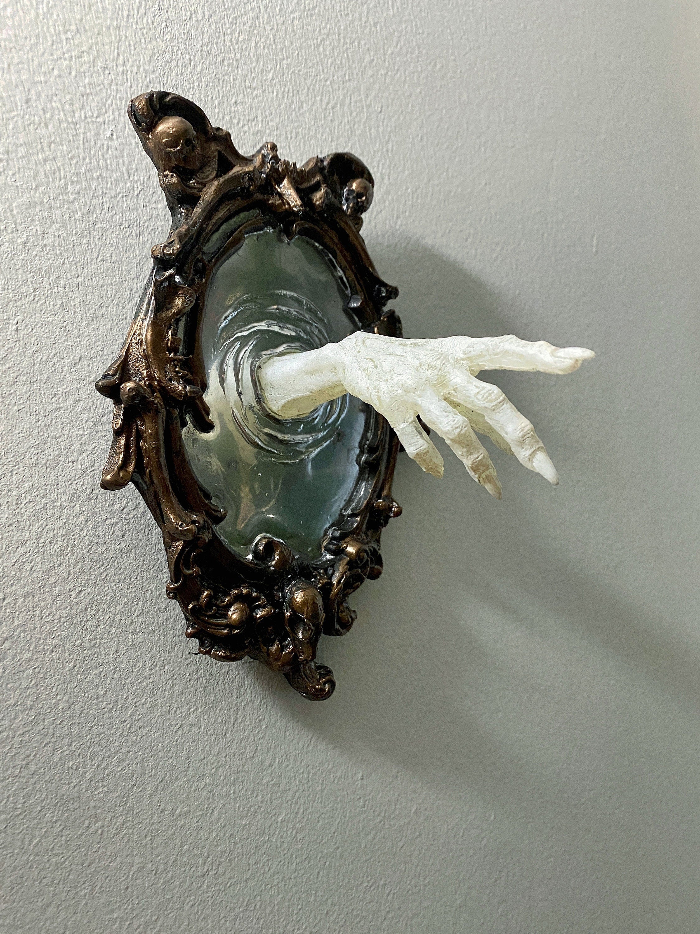 Spectral Hand Wall Plaque, White Version, Resin | Victorian Gothic Haunted Wall Art |Ghost Hand Gift for Halloween, Spooky Home Decor
