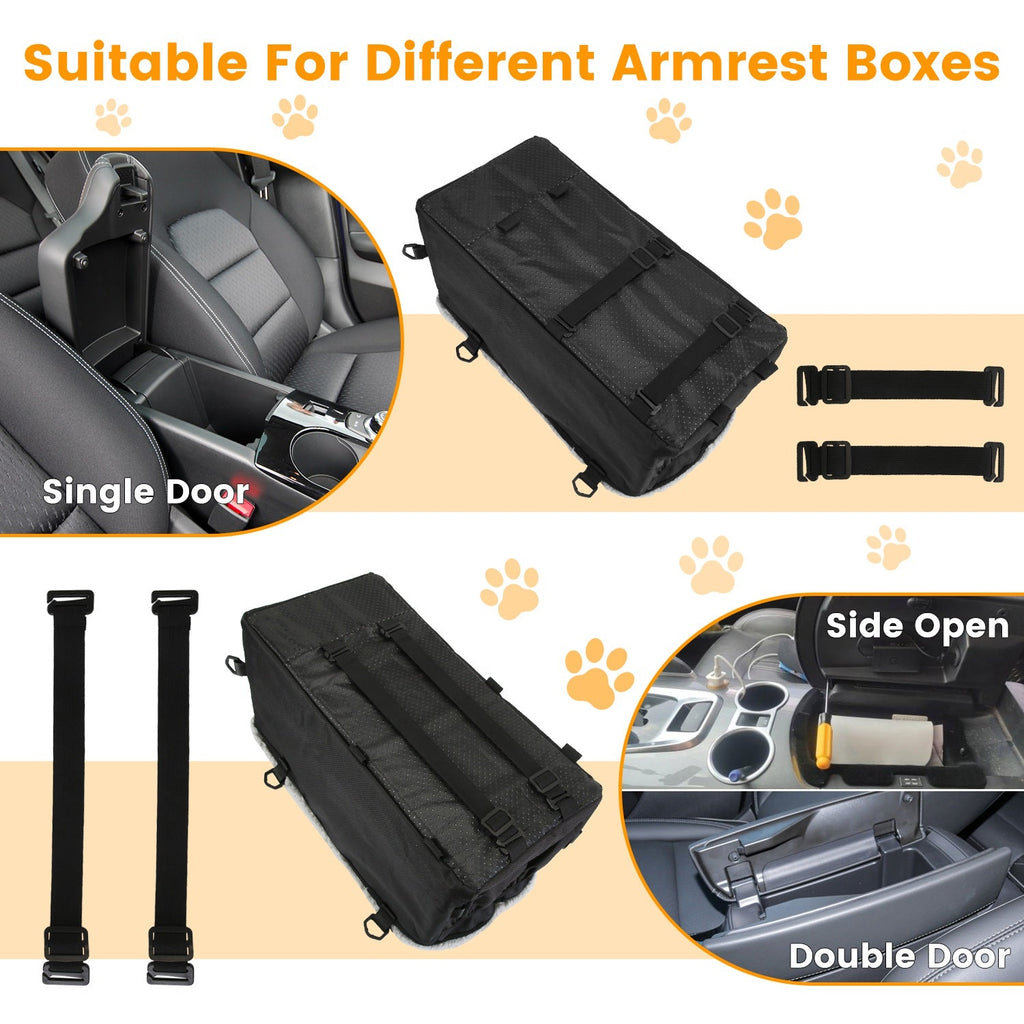 Small Dog Car Seat with Harness Center Console Pet Booster Seat Travel Car Seat with Side Pocket Cotton Velvet Cushion for Dogs Cats Up to 9LBS