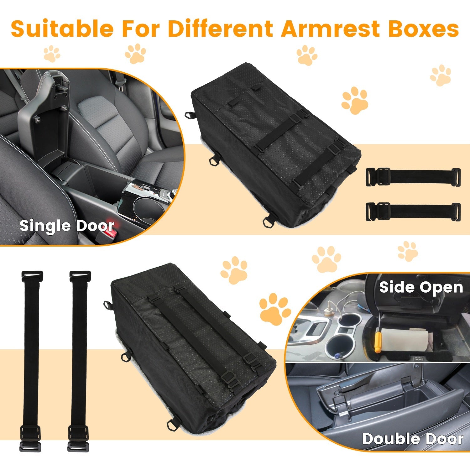 Small Dog Car Seat with Harness Center Console Pet Booster Seat Travel Car Seat with Side Pocket Cotton Velvet Cushion for Dogs Cats Up to 9LBS