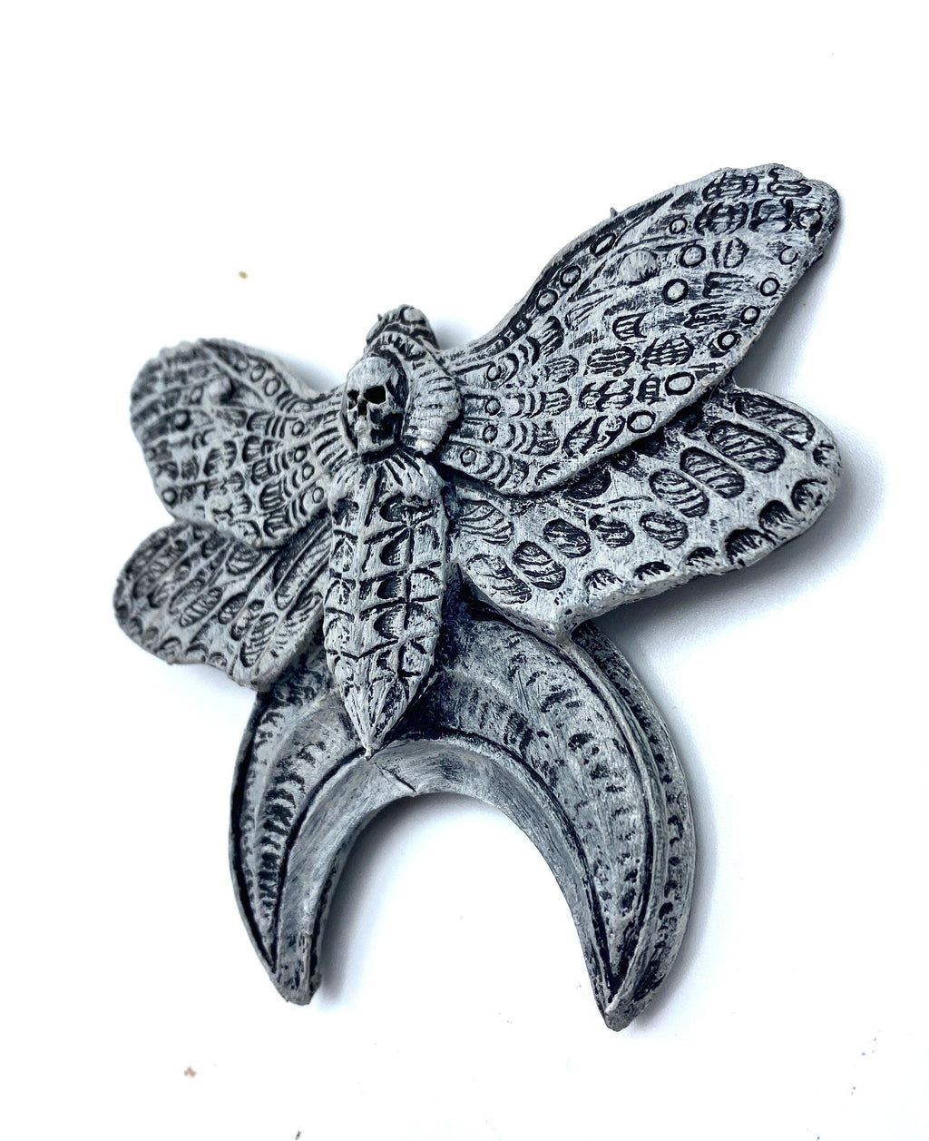 Death's Head Moth Magnet, Hand Painted Resin Sculpture | Gothic Fantasy Decor | Death Moth Magnet for Fantasy and Gothic Decor